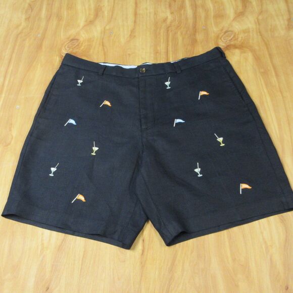 BROOKS BROTHERS Country Club 100% Linen 19th Hole Shorts Sz 40 Navy Blue Martini - Picture 1 of 15